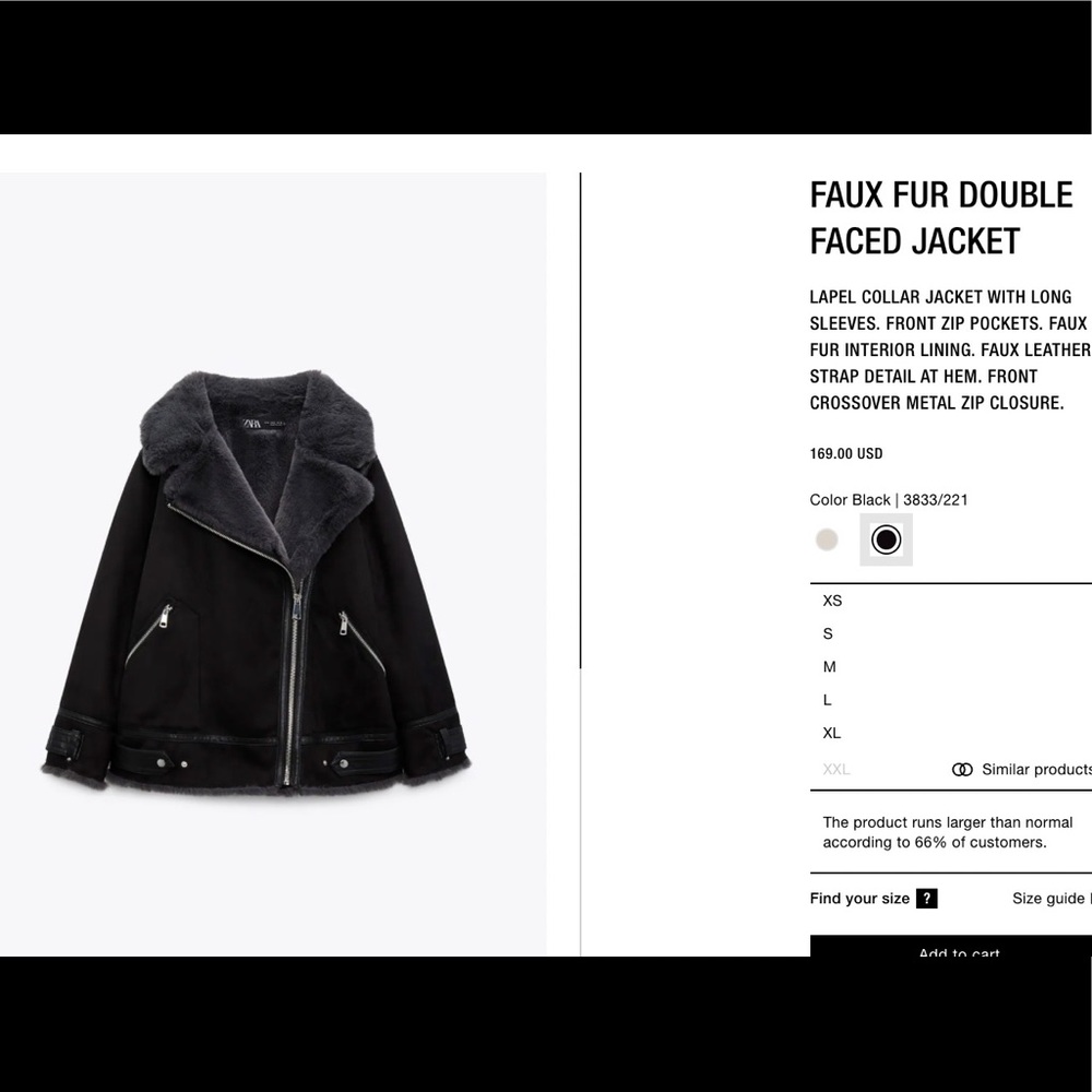 Zara faux fur double faced jacket BRAND NEW*